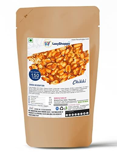 Lazy Shoppy Lazy Shoppy Gol Chikki | Peanut Chikki | Chikki Bar | Indian Sweets | Brittle | Layiya Patti | Gur Patti | Round Chikki (150 Grams)