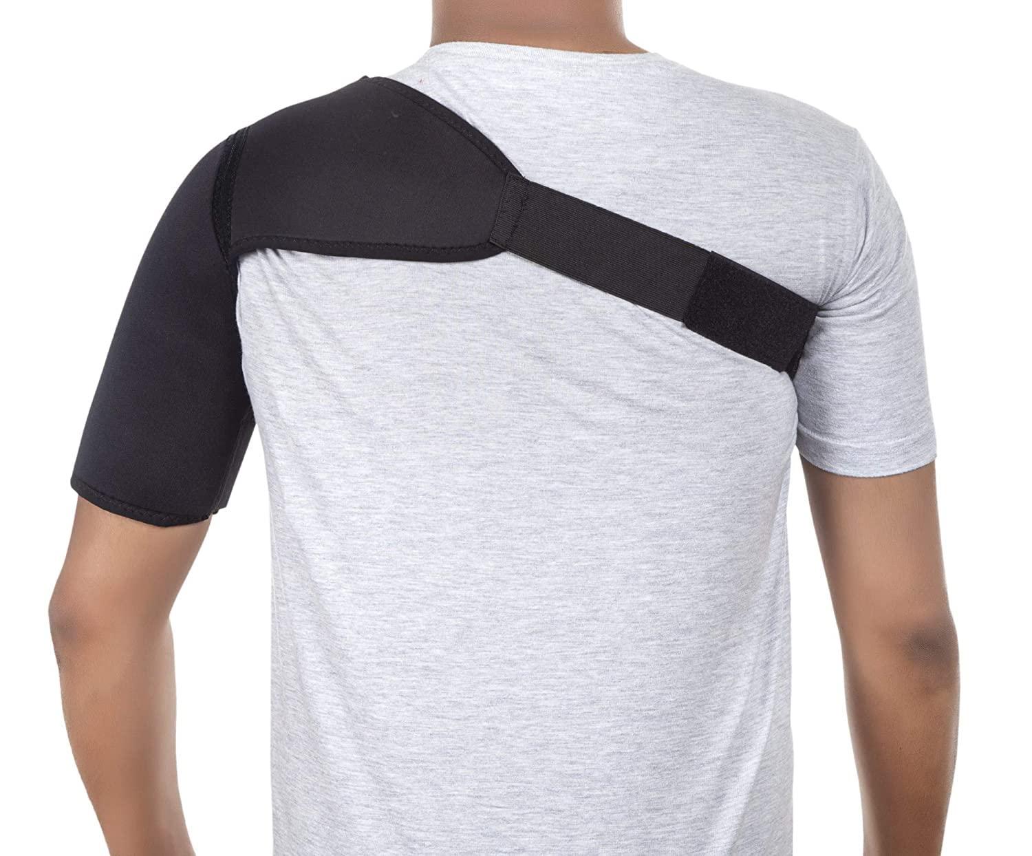 WITZION Witzion Universal Shoulder Support Brace With Adjustable Stretch Strap Wrap Belt | Suitable To Rotator Cuff, Dislocated AC Joint, Shoulder Pad, Shoulder Pain For Men & Women (Left)