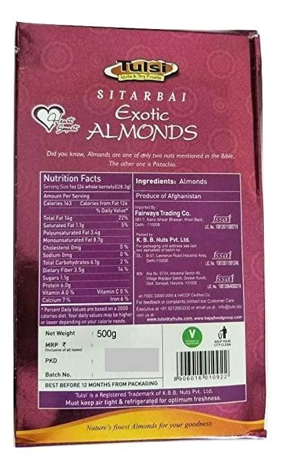Tulsi Tulsi Sitarbai Exotic Almonds inshell 500gm | 100% Natural & Healthy