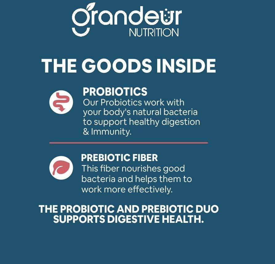 GRANDEUR Grandeur Tummy Fizz Prebiotic And Probiotic Supplement For Gut Health, Digestion, Bloating, Immunity and Metabolism | With 20 Billion CFU & 6 Unique Strains | 15 Effervescent Tabs |