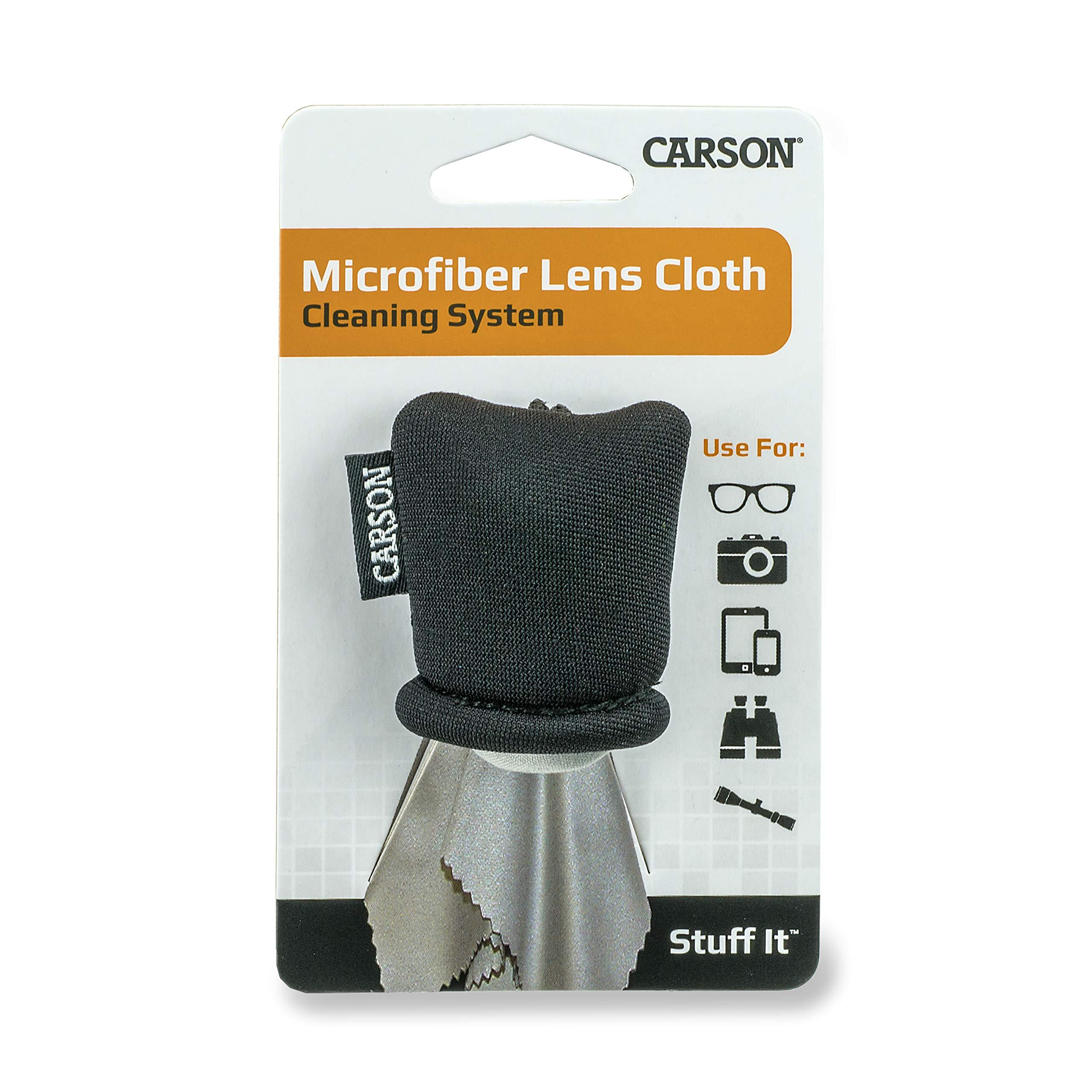 Carson Carson Stuff-It Microfiber Lens Cloth Cleaning System For Eyeglasses, Smartphones, Tablets, Optics, Lenses, Cameras and More - Black (SN-40BKAM)