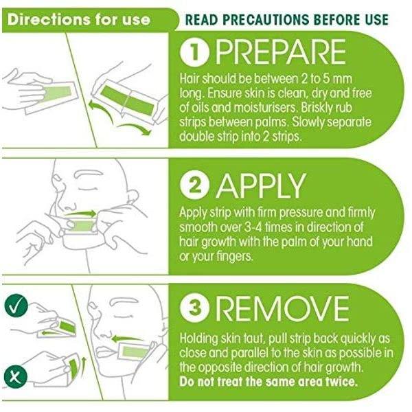 NAD'S Nads Facial Wax Strips Size 24ct Nads Facial Wax Hair Removal Strips 24ct