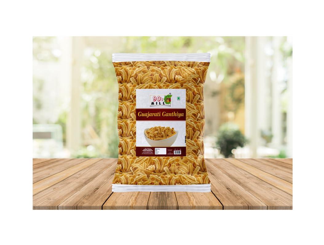 90\'s MILL 90\'s MILL Virakshetra Gujarati Makhania Gathia | Special Besan Ajwain Sticks | Made In Groundnut Oil Anytime Healthy Snack | No Added Artificial Flavouring | Party Snack-1Kg*6Pack