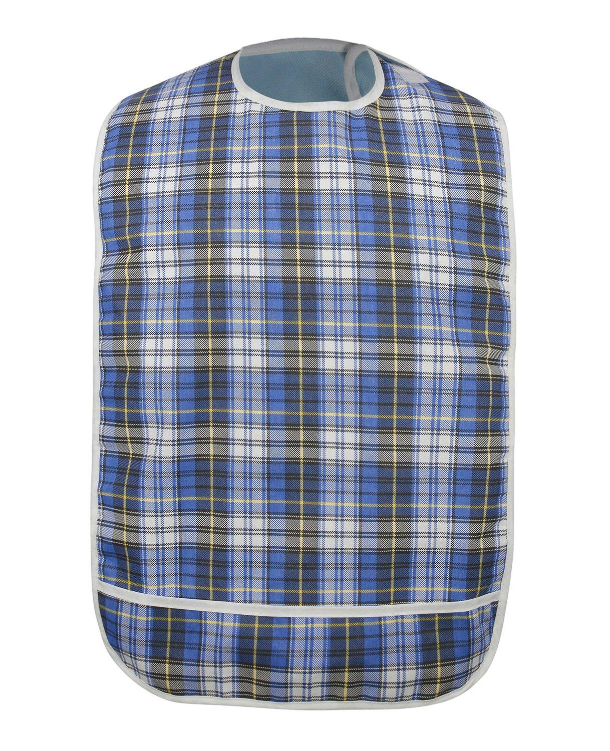 Modaliv Adult Bib - Reusable Clothing Protector - Waterproof - Crumb Catcher - Machine Washable - Velcro Closure - Extra Long Senior Men and Women Bibs for Eating by Modaliv (Blue)