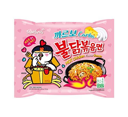 Sam Yang Samyang 3X Spicy Noodles -2X140gm & Buldak Carbo Noodles -2X140gm (Pack of 4) (Imported) ( Combo Pack) Instant Noodles Non-vegetarian