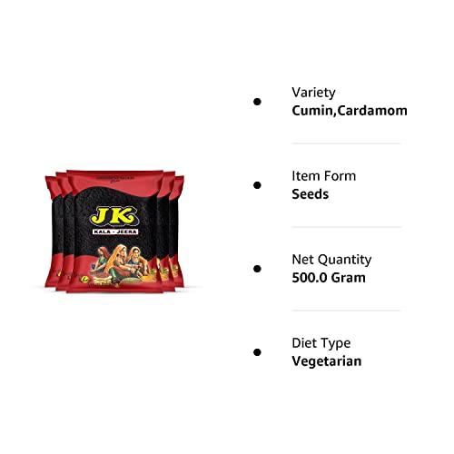 JK JK Kala Jeera, 100 Gm (Pack Of 5) | Karunjeeragam/Kala Jeera/Kalonji Seed | Whole Black Cumin Seeds | 100% Natural | Spice Enrichment, 500 Gm