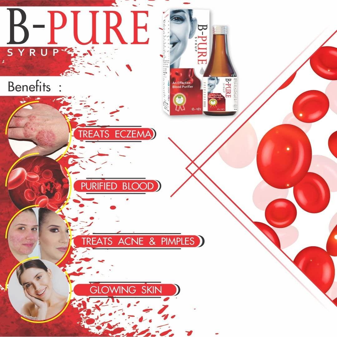 Drugs Laboratories Drugs Laboratories B.Pure Blood Purifier 450ml Syrup/Reduces Pimples and blemishes| Prevents Acne | Remove Allergy 100% Safe, Ayurvedic Formula for Glowing Pimple free skin