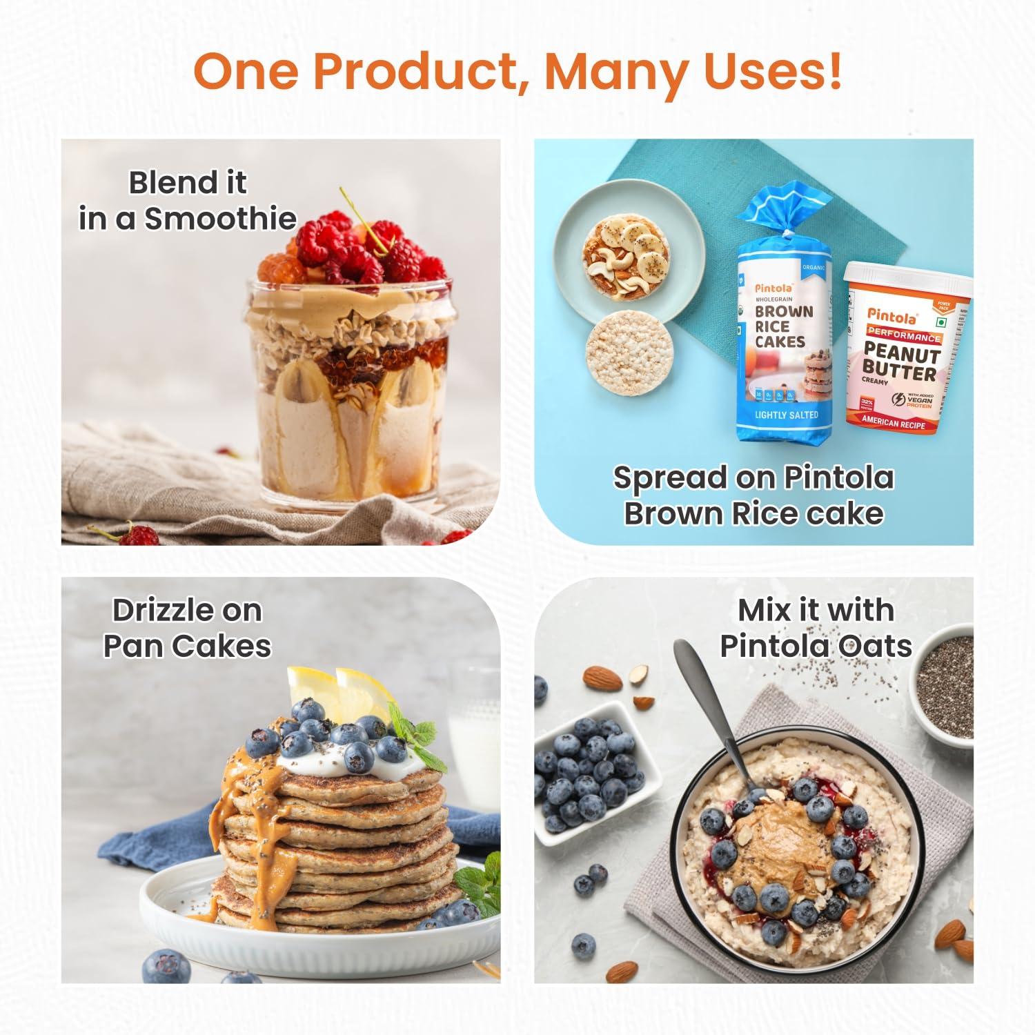 Pintola Pintola American Recipe Performance Series Peanut Butter (Crunchy) - 1kg | Vegan Protein | 32% Protein | High Protein & Fiber