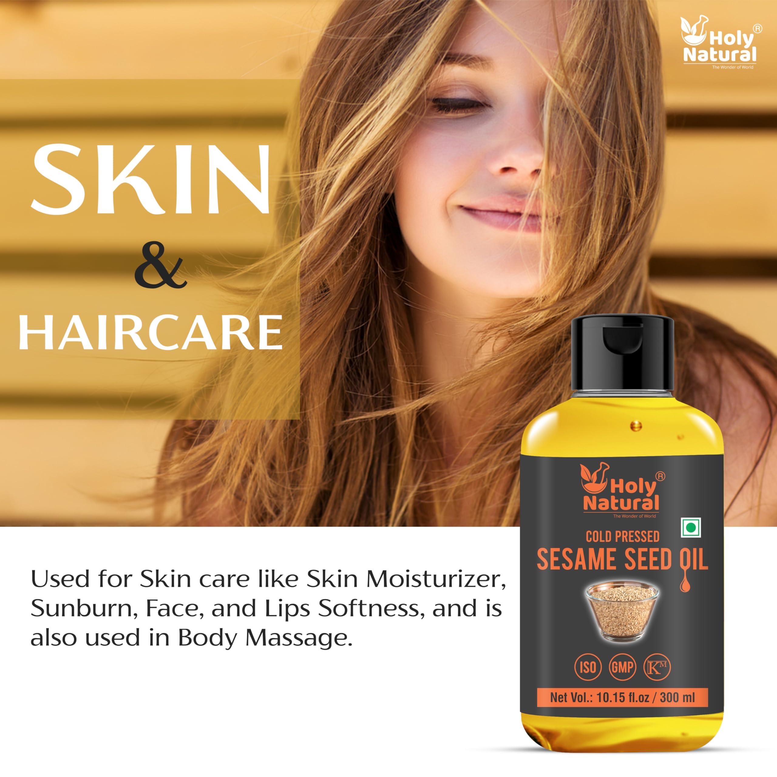 Holy Natural - The Wonder of World Holy Natural Cold Pressed Organic Sesame/Til/Gingelly Seed Oil (300ml), Extra Virgin, No GMO, Edible oil.