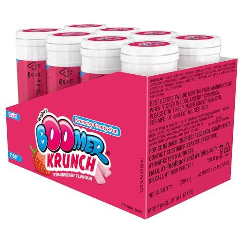 Boomer Boomer Krunch Chewing Gum | Strawberry Flavour Bubble Gum | Long-Lasting Taste & Fun | Pocket-Friendly & Easy to Carry Tube | Show Box Pack |230.4 g