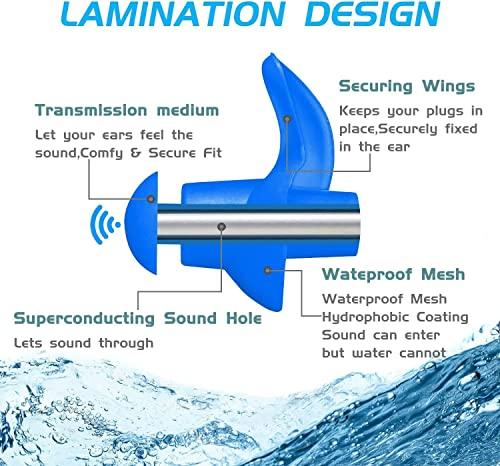 Street27 Street27™ Swimming Ear Plugs For Adults Kids Waterproof Reusable Professional Silicone Swimming Ear Cap Soft Anti-Noise Ultra Comfy Swim Earplugs with Storage Case (4 pairs_Black+Blue+Pink+White)