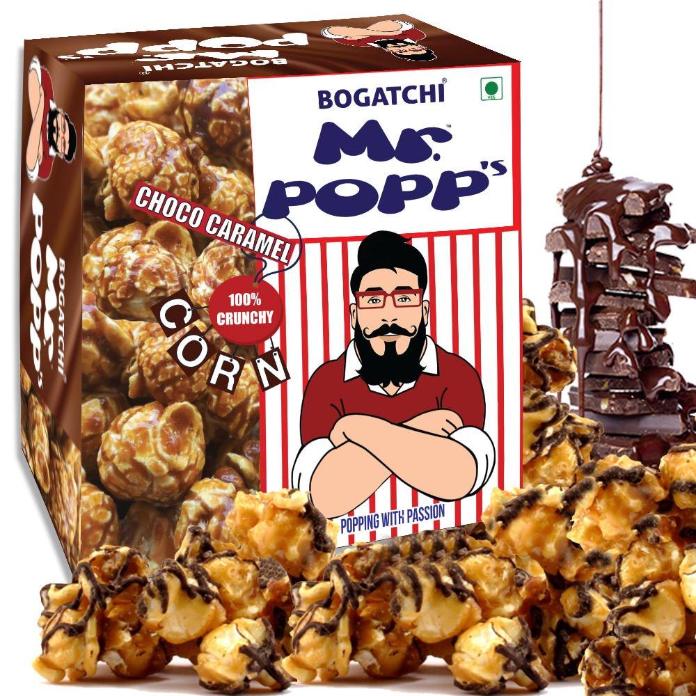 BOGATCHI BOGATCHI Mr.POPP's Dark Chocolate Popcorn, 100% Crunchy Mushroom Popped Kernels, Handcrafted Gourmet Popcorn, Perfect Rakhi Gift for Girl , 375g + Free Happy Rakhi Greeting Card