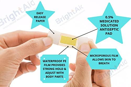 FLEXUS SURGICAL PVT. LTD. BRIGHT AID WATERPROOF BAND AID FOR ADULTS & CHILDREN- 100strips/jar. Flexible and Highly Breathable PE Film With Medicated Pad Provides Superior Wound Care