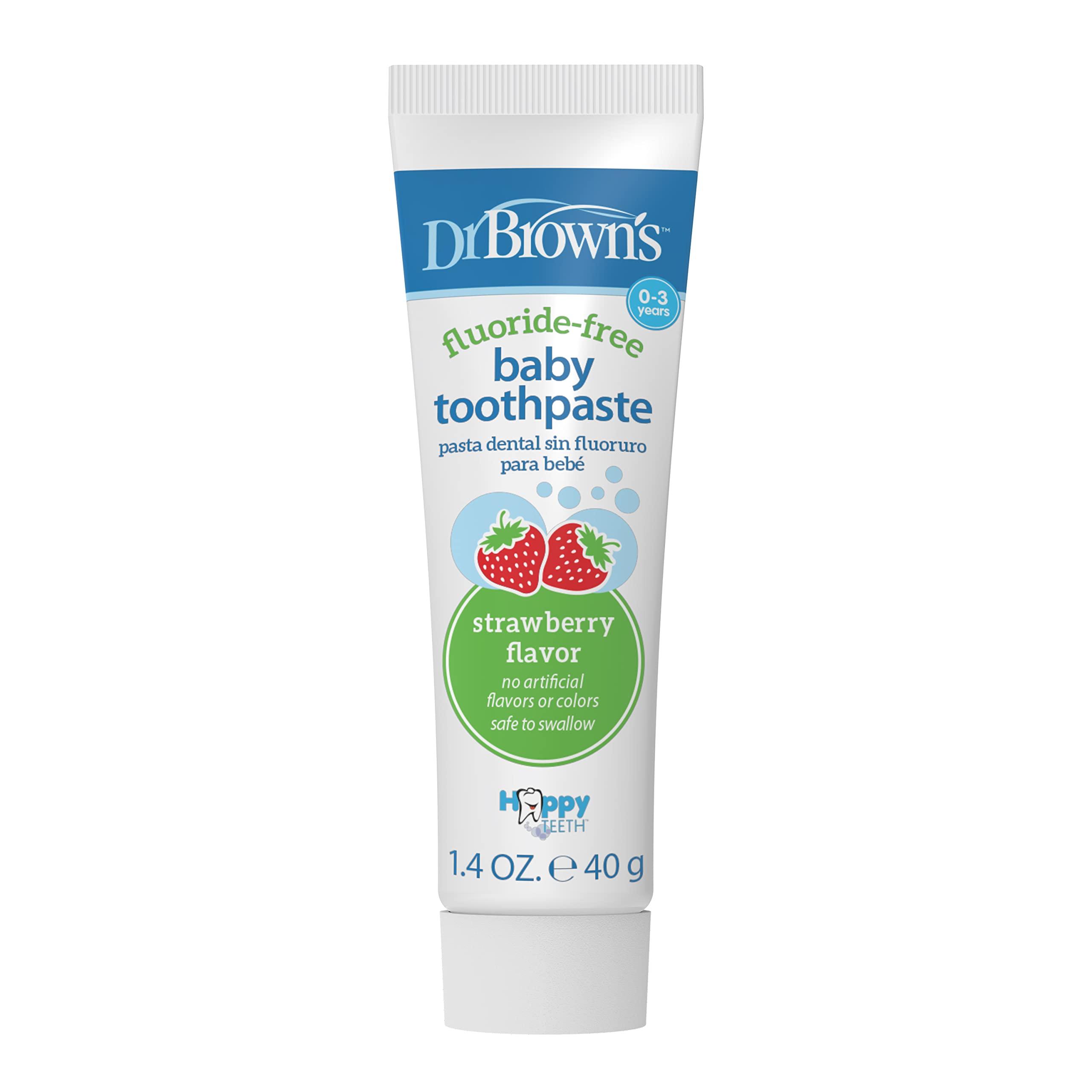 Dr. Brown's Dr. Brown\'s Baby Oral Health Toothpaste, Strawberry Flavor Toddlers And Kids Love, Fluoride Free, 0-3 Years, 1.4Oz