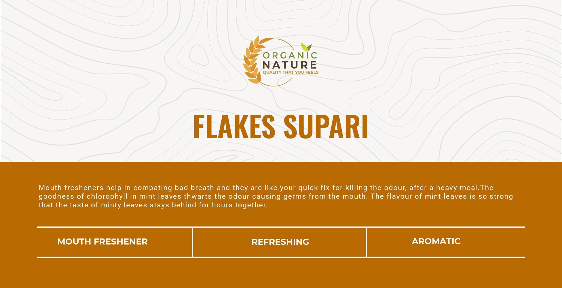 ORGANIC NATURE Organic Nature Flakes Supari| Raw Unflavoured Flakes Supari 200g [Jar Pack] Long Flakes