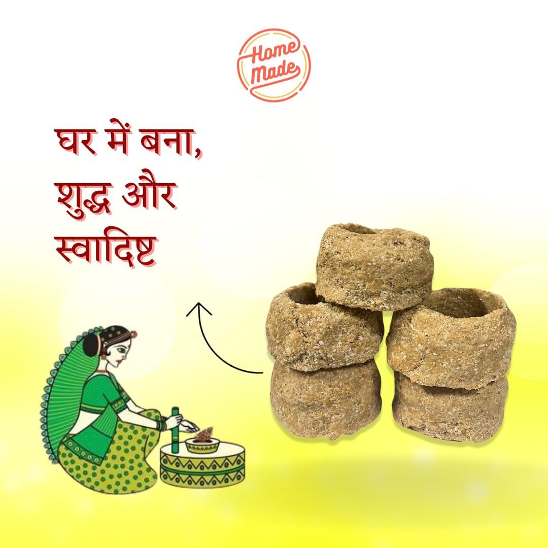 Swadhyay Swadhyay Jaggery (Gur) Tilkut, Gajak or Tilkatri | Crunchy, Crispy & Tasty Sweet or Snack | Handmade Mithai, Traditional Sweet | Makar Sankranti with Dahi Chura| GURTI B 8 Pieces (450 G)