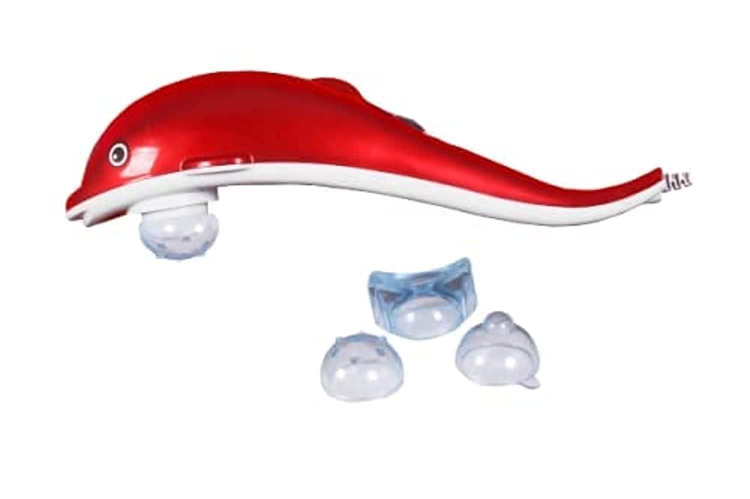 Concepta Concepta Corded Electric Dolphin Handheld Massager with Vibration, Magnetic, Far Infrared Therapy for Pain & Stress Relief For Men, Women (Red & White Colour)