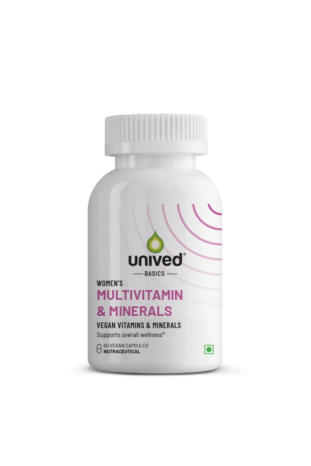Unived Unived Basics Multivitamin & Minerals For Women, 100% Rda Of All Vitamins With Algae Calcium & Plant-Based Vitamin D3 Plus Important Minerals, Complete Formulation For Health & Wellbeing - Capsule
