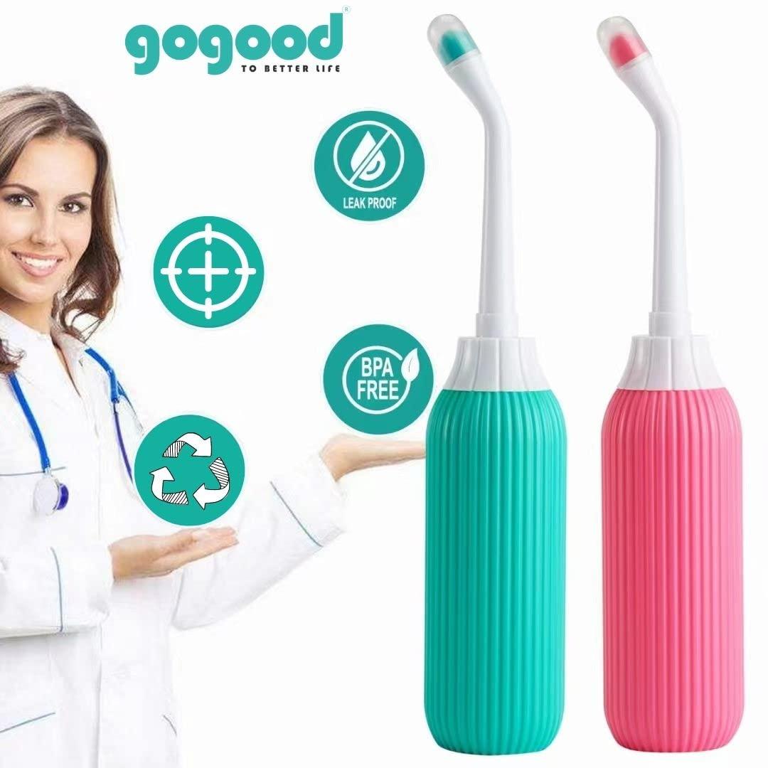gogood GOGOOD Portable Bidet Jet Spray for Toilet - Retractable Peri Bottle, Postpartum Perineal Bum Cleaner 2 Nozzles and Travel Bag, 500ml (Pink)