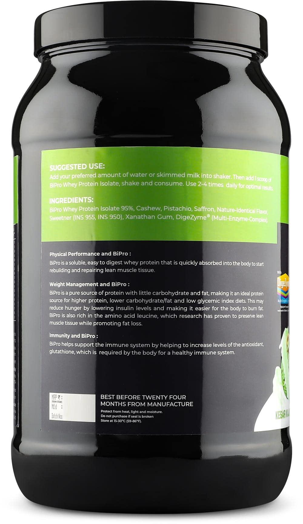 Nutrition Planet Nutrition Planet BiPro - Whey Protein Isolate (with real Cashew, Pistachio & Saffron) for Pre/Post Workout Recovery (Kesar Kaju Pista - 2lb, 30 Servings)