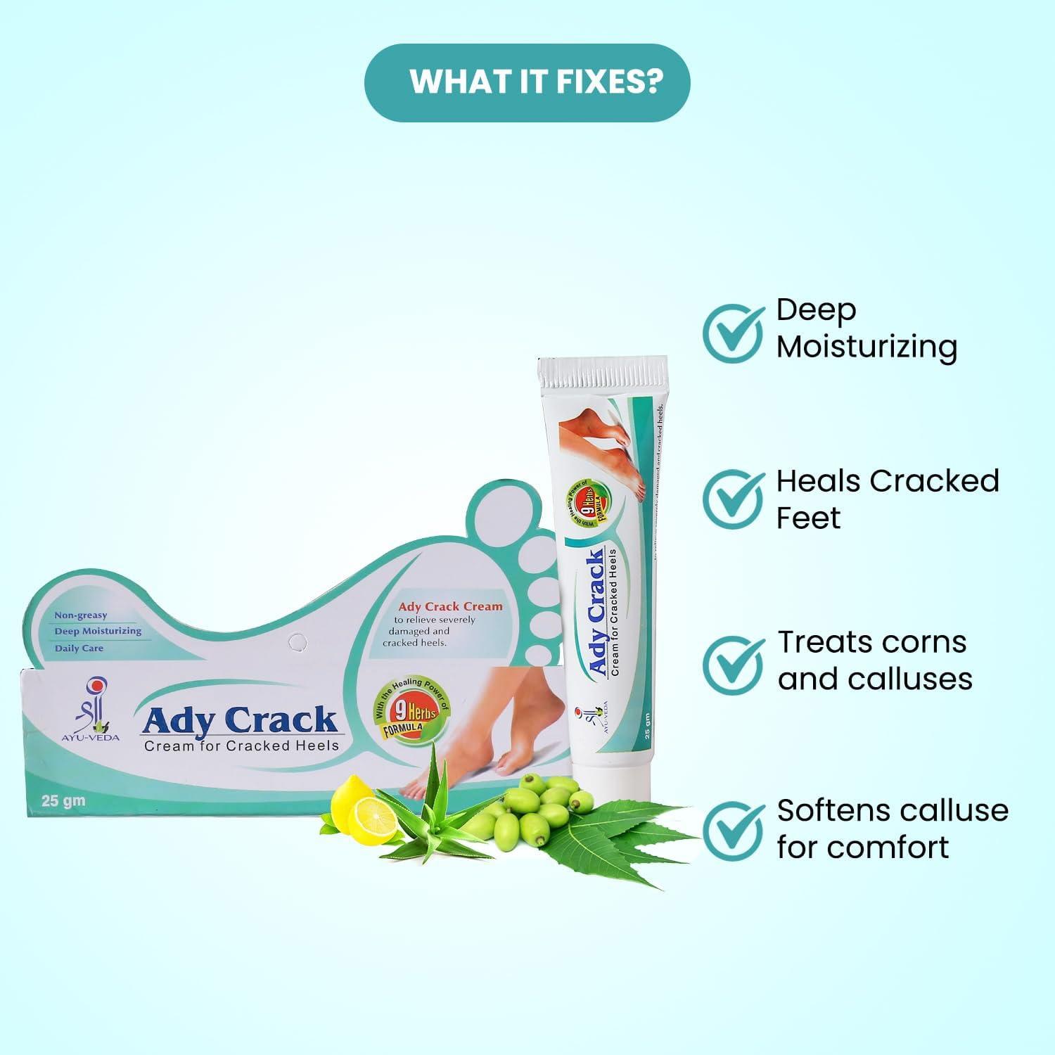 LABOLIA Shree Ayu-Veda Ady Crack Cream, Foot cream, For Dry & Cracked Feet, Moisturizes & Soothes Feet, Heel Repair, Chapped Skin | 9 Herbs Formula - 5 x 25g (pack of 5)