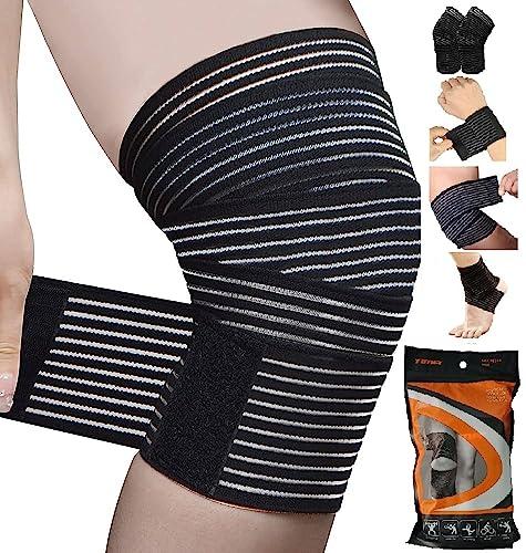 TIMA TIMA Elastic Knee Compression Bandage Wraps  Knee Support Straps for Legs, Thighs, Hamstrings Ankle & Elbow Joints Reduce Swelling, Lymphatic Relief & Knee Replacement Surgery Elastic Bandage