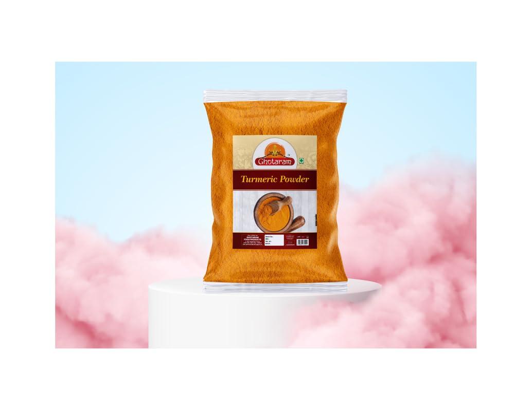 GHOTARAM Ghotaram Arsina Arisin Haladi/Haladhi/Haldi Powder | Pasupu Kommulu Manjal Powder | A++ Turmeric Powder Natural Golden Turmeric Powder with No Added Flavours and Colours-240Gx2Pk