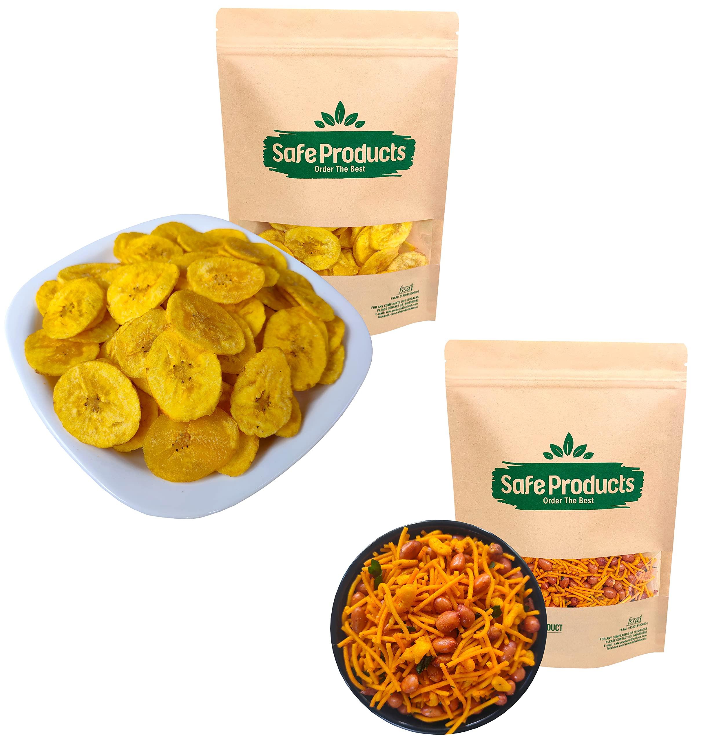 Safe Products Safe Products Kerala Spicy Mixture Made in Coconut Oil and Banana Chips Homemade and Ready to Eat | Namkeen Snacks (150G Each | Total Weight 300G)