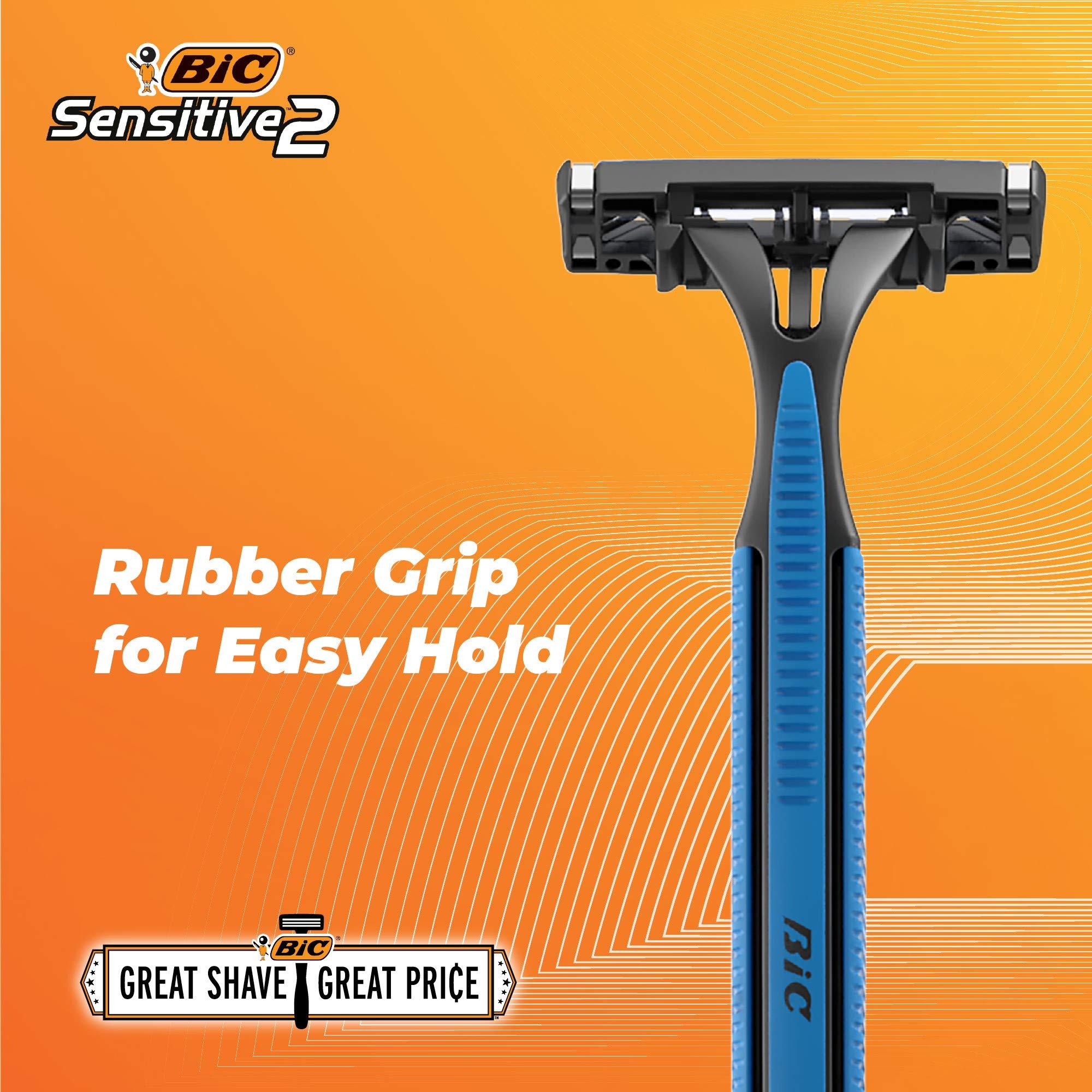 BIC BIC Sensitive 2 Men's Disposable Razor, Two Blade Men's Razor, For a Soothing and Comfortable Shave, Blue Razors, 20 Count