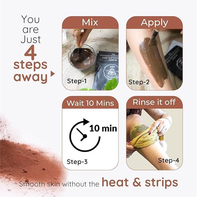 FAITH & PATIENCE FAITH & PATIENCE 10-Minute Chocolate Hair Removal Wax Powder Full Body, Easy Home Use, Chemical-Free, No Irritation Or Rashes For Men & Women (100G)