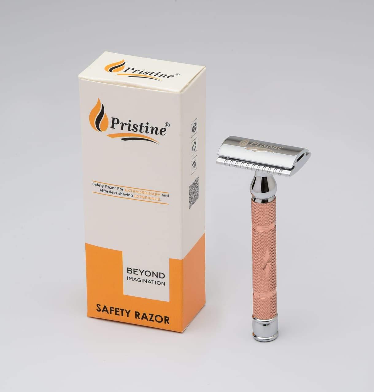 Pristine Pristine Shaving Double Edge Safety Razor PS - 515 CROME-COPPER PLATING (Close Comb)