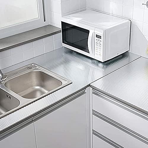 LAKHANI VENTURE LAKHANI VENTURE Kitchen Oil Proof Stickers Self Adhesive Aluminium Foil Silver Sticky Back Plastic Waterproof Wallpaper for Countertop Cooktop Backsplash DIY