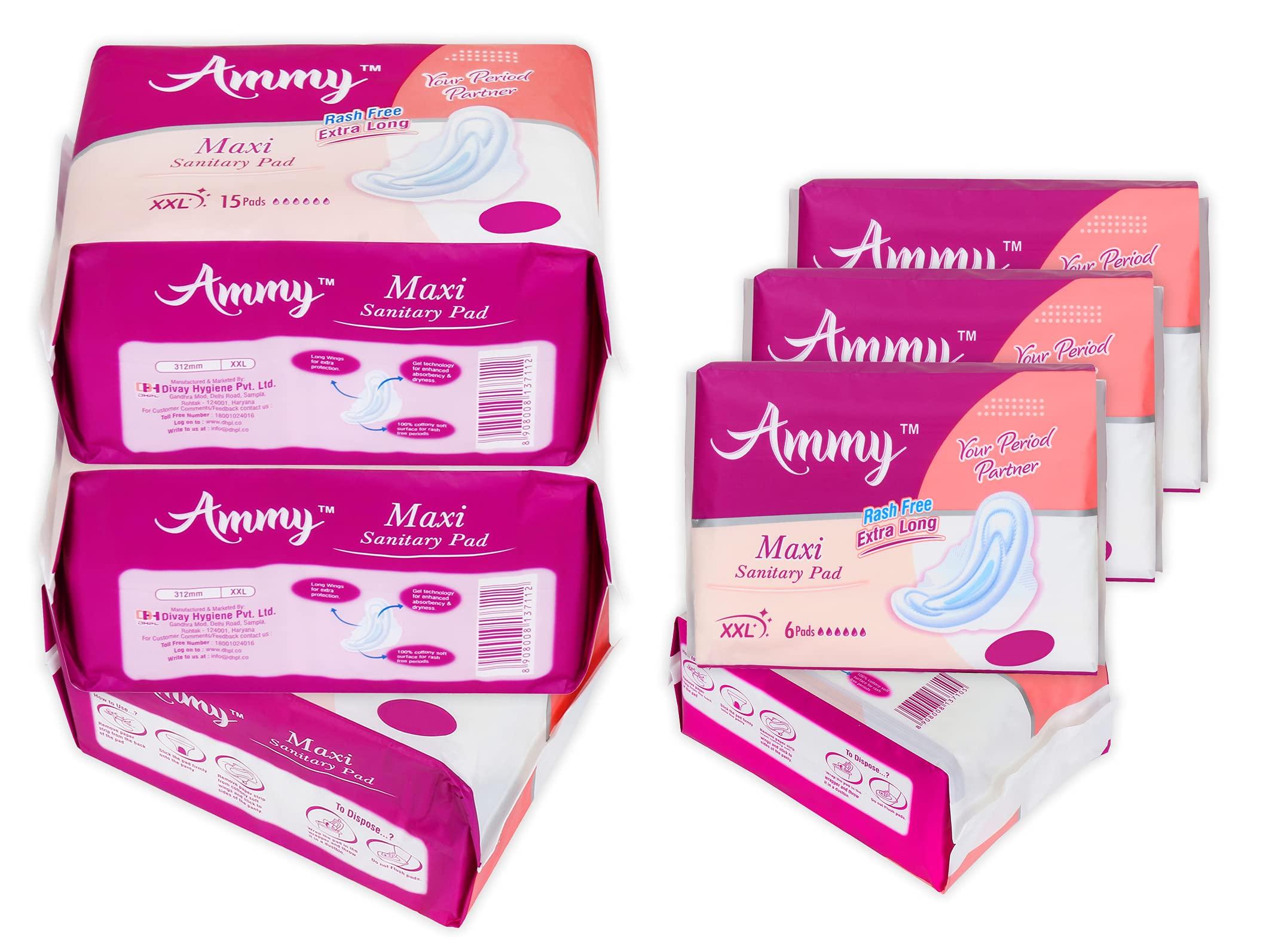 AMMY Ammy Ultra Thin Sanitary Pads XXL Rash Free Maxi Soft Cottony 69 Pads for Ladies, Girls, Women Rash Free Made In India