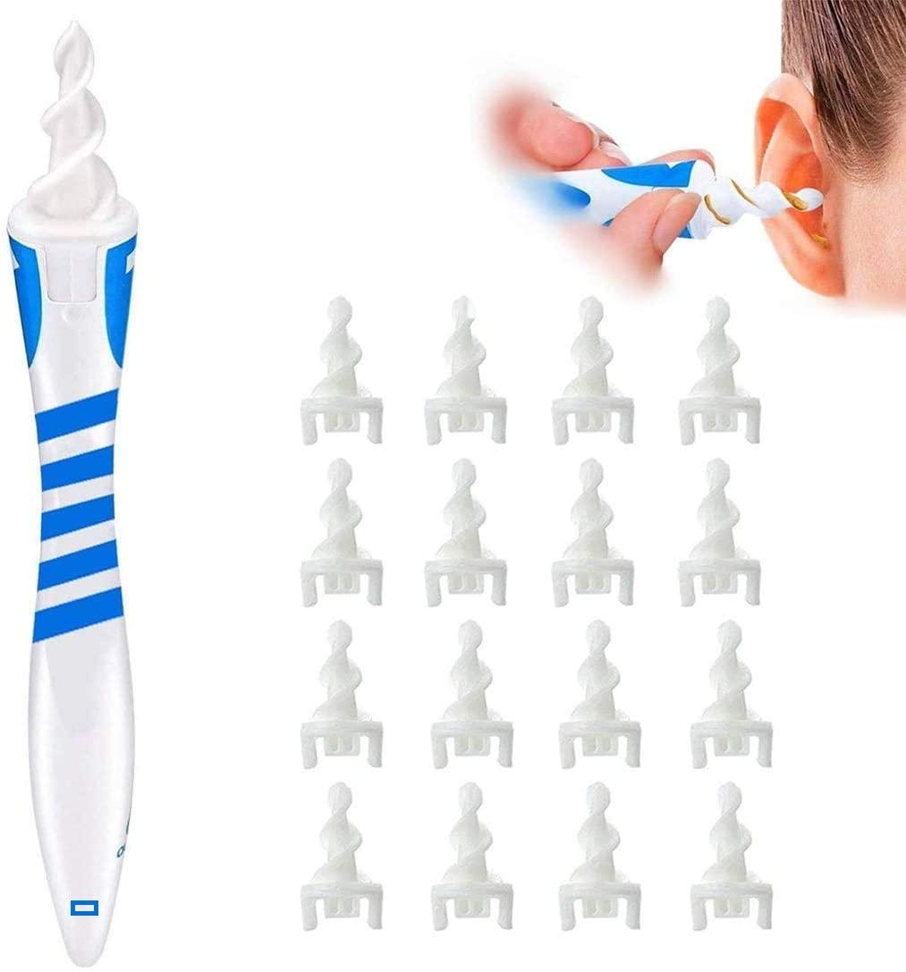 QONETIC QONETIC Smart Swab Silicone Easy Earwax Removal with 16 Replacement Disposable Soft Tips/Ear Wax Cleaner (White)
