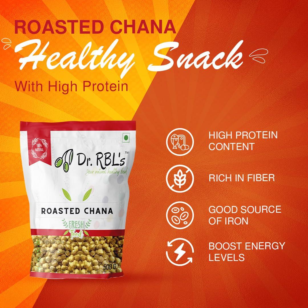 Dr. RBL's Dr. RBL\'s Roasted Chana (Bhuna Hua Chana) | Unsalted Roasted Gram/Chickpeas gram | Healthy Snack with High Protein, Fiber and Nutrients -Pack of 5 (2.5 KG)