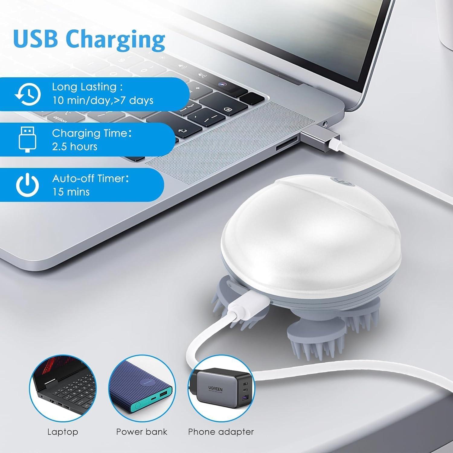 Clefairy Clefairy Handheld Head Massager Electric Scalp Massager for Self-Care or Headaches Cordless & Compact Shampoo Brush Lightweight & Ergonomic Comb for Shower Waterproof