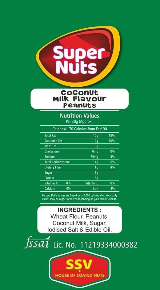 SUPER NUTS SSV SUPER NUTS | Bangalore Famous |Healthy Peanuts | Rich in Protein | Delicious snacking |Pack of 4| 90 Gms Each Pack | Coconut Flavour