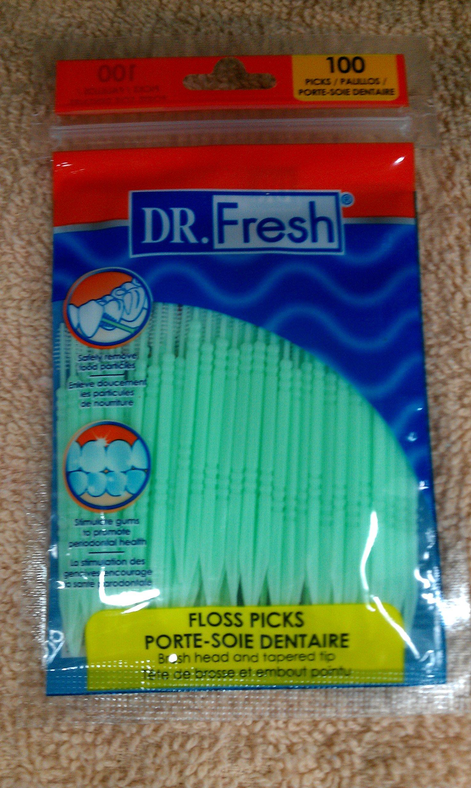 Dr. Fresh Dr. Fresh 3 pk x (100 ct each) 300 Total Soft Bristle Dental Floss Picks, Interdental Brush, Toothpicks, Flexible Deep Clean