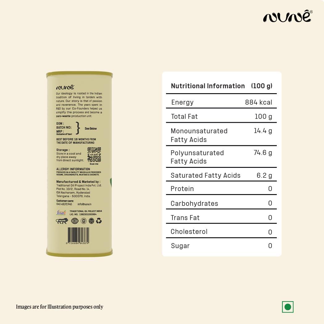 nune Nune Virgin Cold Pressed Safflower - 2 Litre with Pure & Certified Cooking Oil