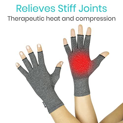 Vive Arthritis Gloves With Grips by Vive - Textured Open Finger Compression Hand Gloves for Rheumatoid and Osteoarthritis - Joint Pain Relief for Men & Women (Large)