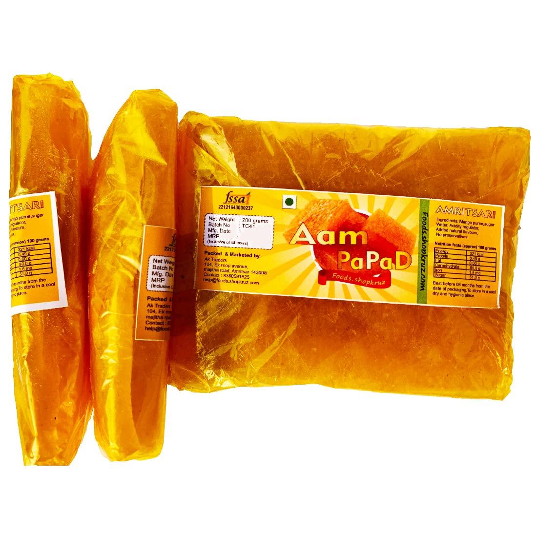 Foods.shopkruz Foods.shopkruz Combo of Khatta aam papad & Meetha Aam Papad & lachha aam papad 200 GRAMS EACH