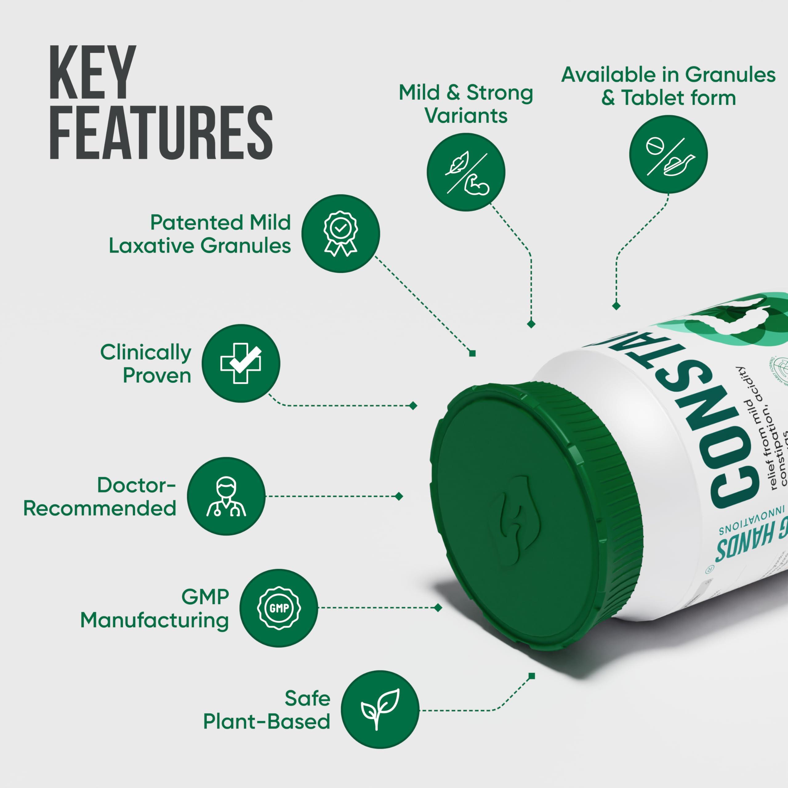 Healing Hands Healing Hands Constac for Relief in Mild Constipation, Acidity and Gas, Plant Based Natural Constipation Solution, Clinically Proven, Herbal 100gm (Granules)