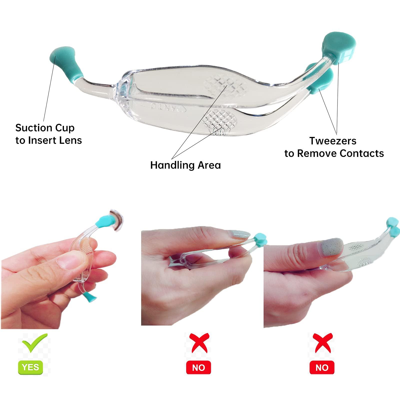 AITIME Soft Contact Lenses Remover and Insertion Tool, Contact Tweezers and Soft Silicone Scoop for Girls with Long Nails,Perfect Gift for Ladies (Green)