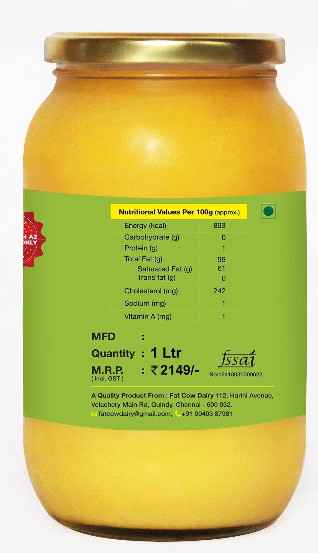 Fat Cow Dairy Fat Cow Dairy 100% Pure Farm Fresh A2 Desi Ghee 1000ml - made via Bilona method