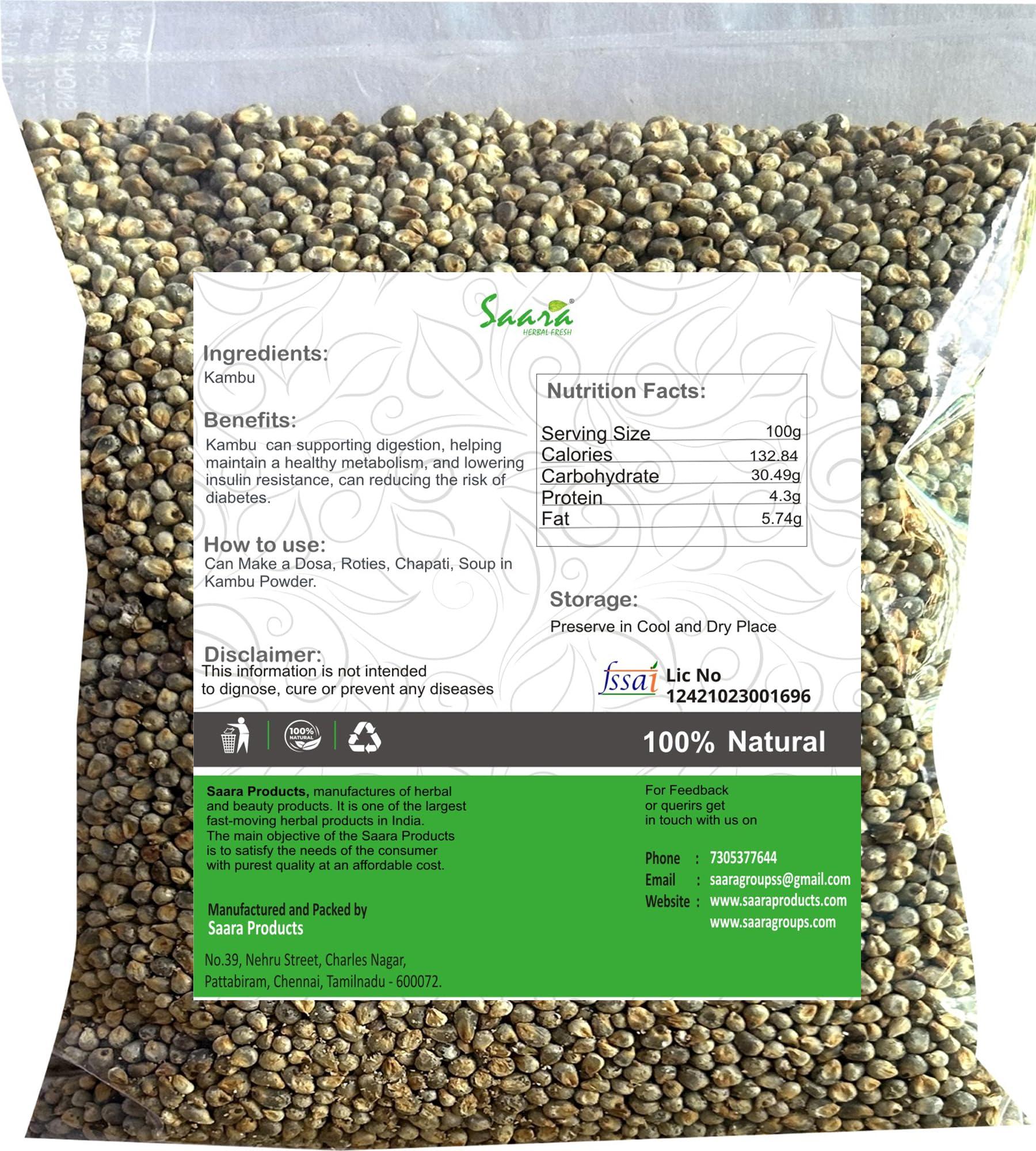 SAARA SAARA Pearl Millet Whole Grain, 950g | Kambu Cleaned| Bajra | Sajjalu | Sajje, 950g