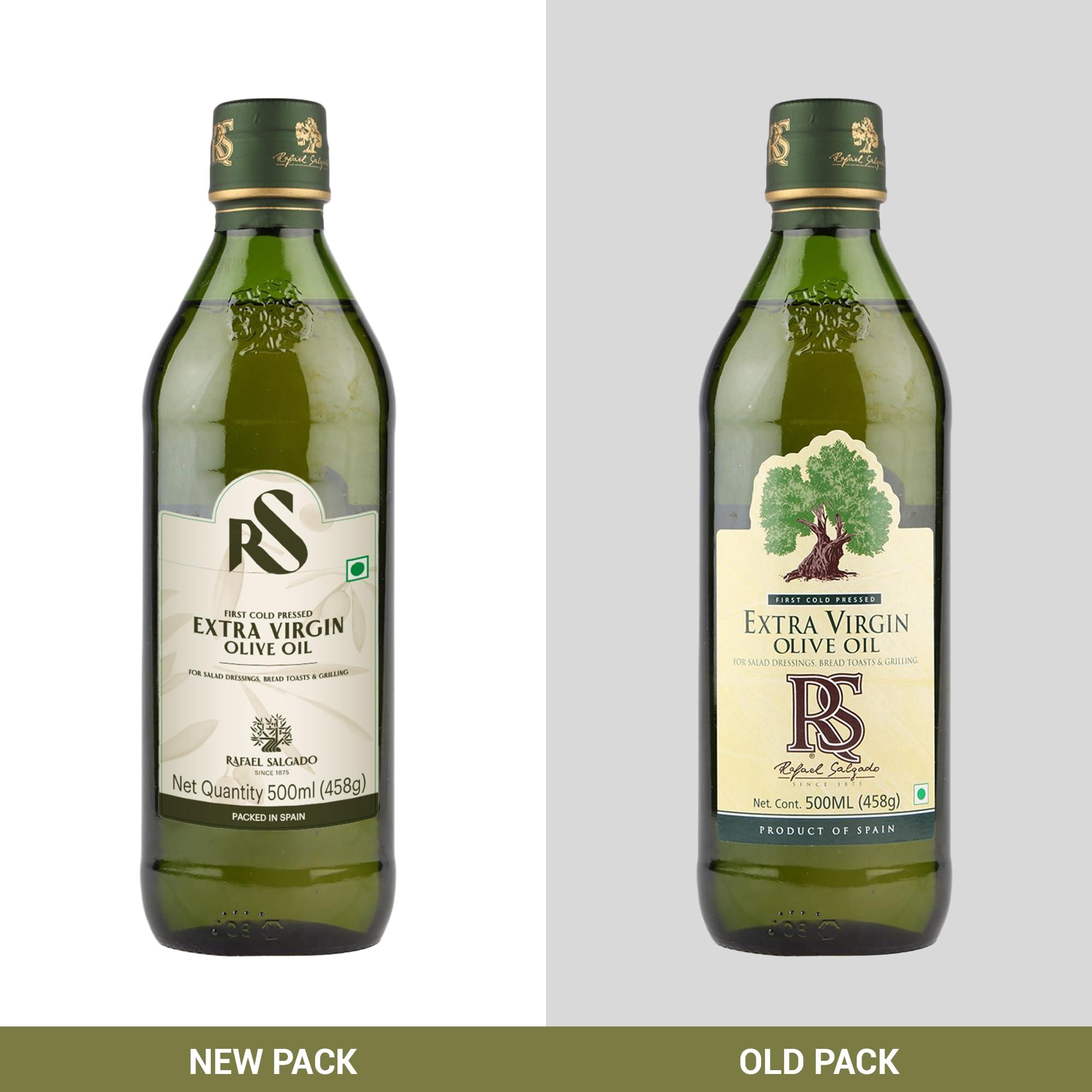 Rafael Salgado RS Rafael Salgado Extra Virgin Olive Oil | First Cold Pressed Oil | Good for Salad Dressing & Flavouring | Zero Cholesterol and Trans Fat | Pet Bottle - 500 ML