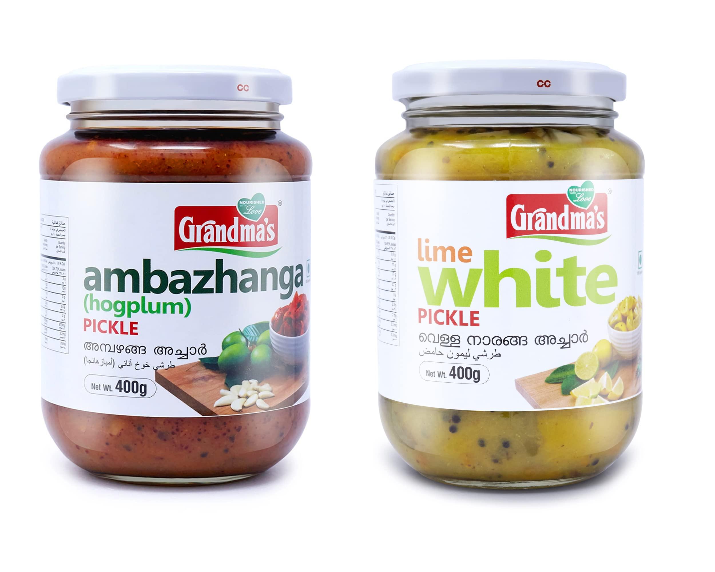 Grandmas Grandmas Authentic Kerala Style Ambazhanga Pickle - Lime White Pickle Combo | 400g Bottle | Healthy and Tasty South Indian Pickle