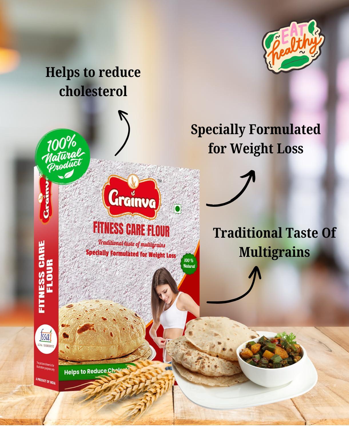 Grainva Grainva Fitness Care Flour Fitness Atta Healthy Atta Gluten Free Low Carb Low GI High Protein High Fiber Pack of (1)