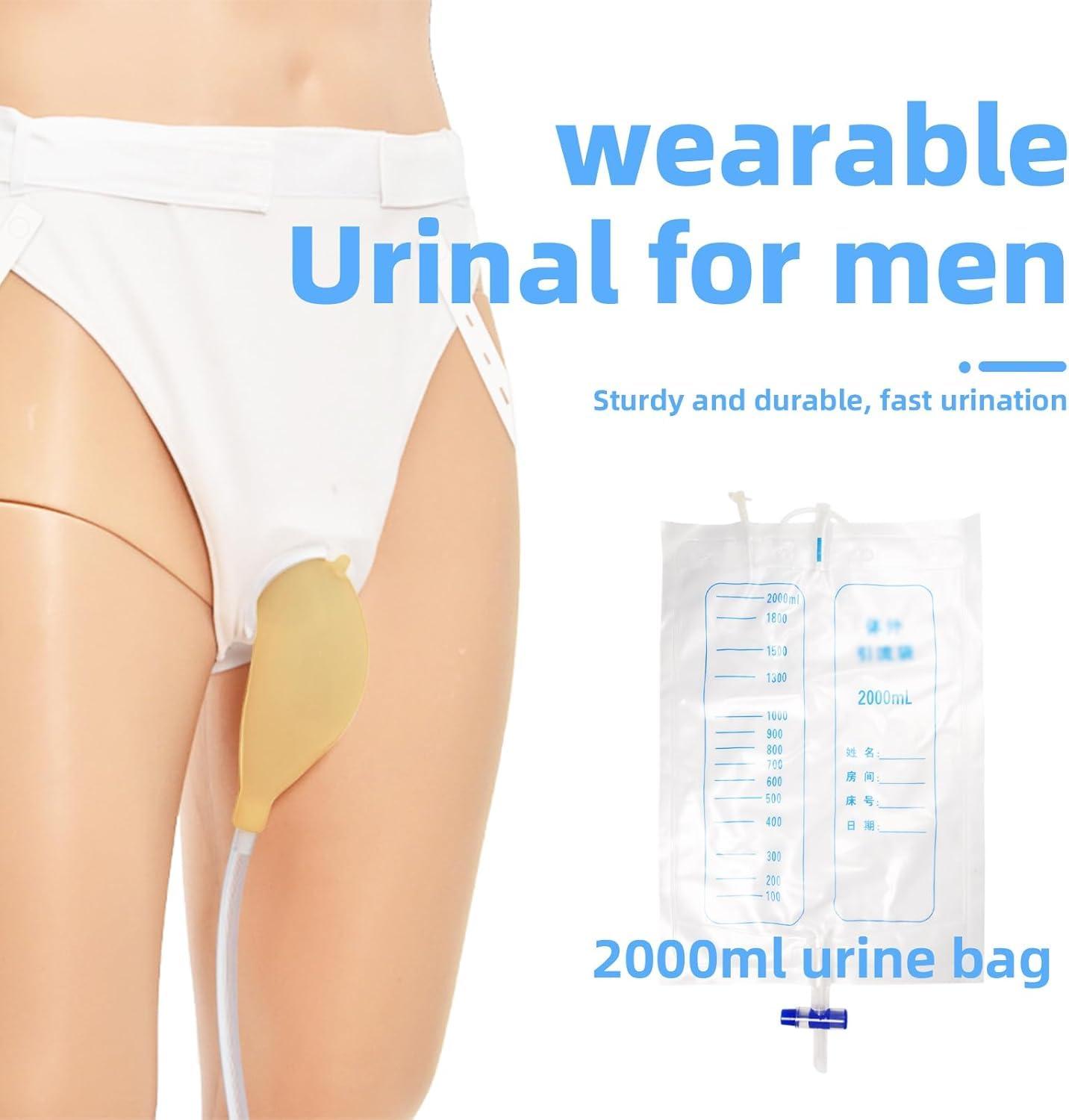 KINETIKITCH Wearable Urinal for Men Portable Latex Urinary Drainage Bag System with 1000ml Collection Bag, Skin-Friendly & Odorless (Universal Fit) (Universal Style)