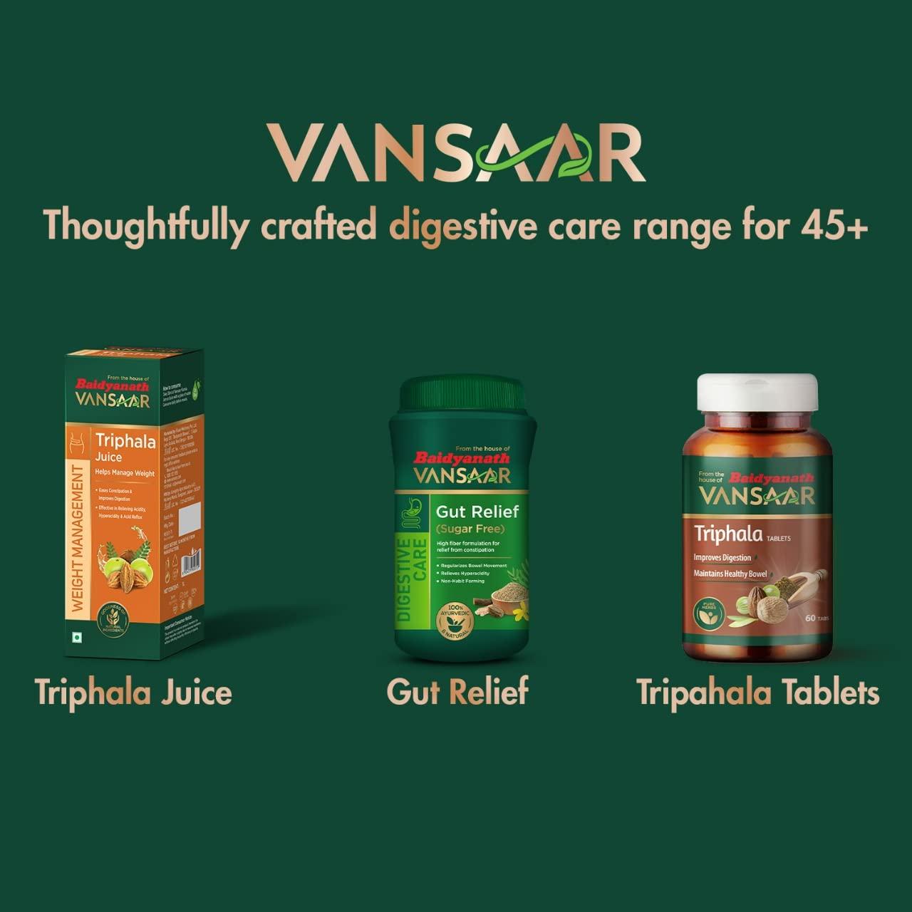 VANSAAR Vansaar Gut Relief (Sugar free) - 200g | Stomach cleanser for Constipation, Gas & Bloating| Enriched With Isabgol, Haritaki & 6 other ayurvedic herbs| Non-Habit forming, Overnight Relief (Pack of 2)